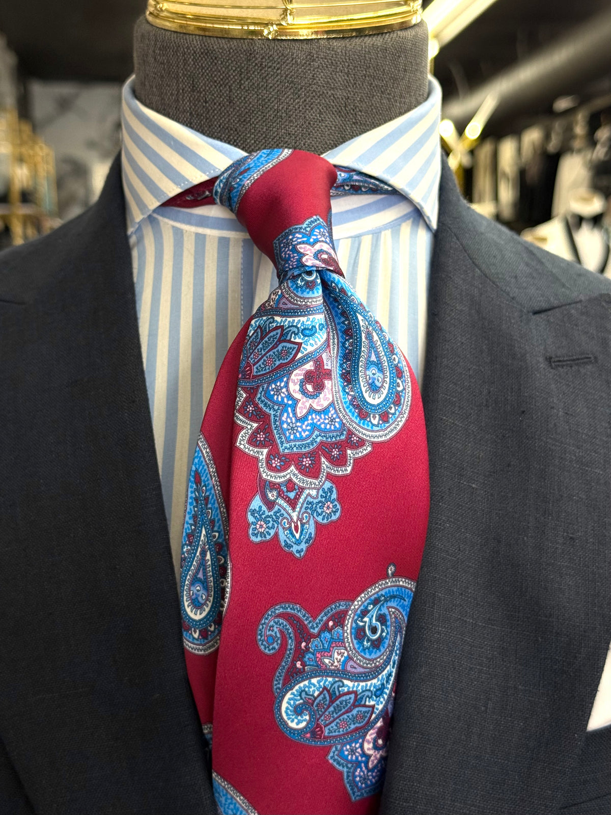 Necktie Big Paisley Crimson & Blue
