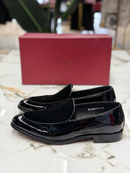UOMOS Loafers Black Velvet & pure patent leather Tuxedo