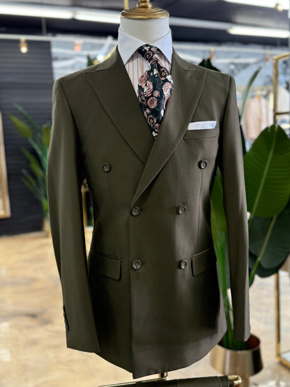 Olive Double-Breasted Suit