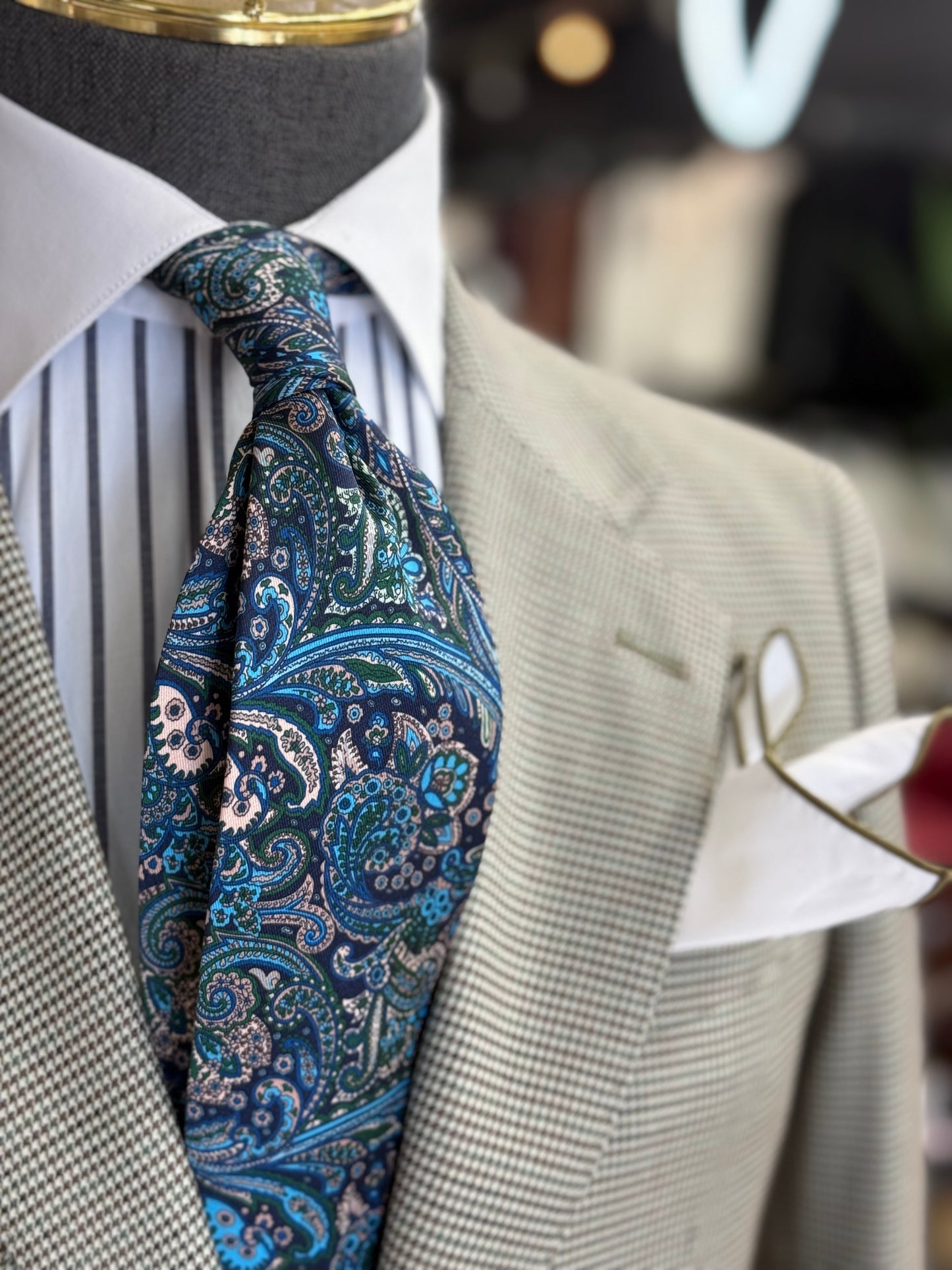 Necktie Paisley Blue and Green
