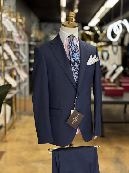 The Vitale Barberis Canonico Italian Wool Suit in Textured Navy Slim Fit
