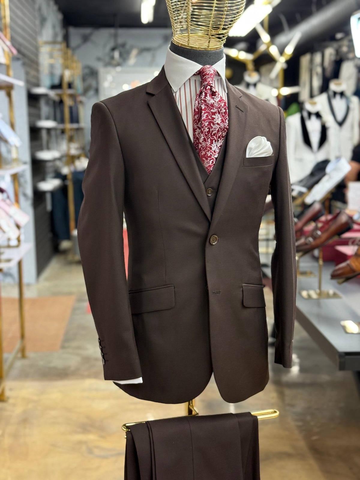 Essential Chocolate Brown Three-Pieces Suit