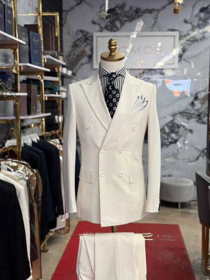 Off White Double-Breasted Suit