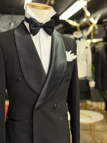 Black Shawl Lapel Tuxedo Double Breasted