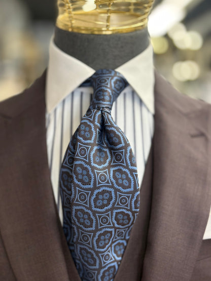 Necktie Azure Mosaic Espresso Plum & Powder Blue