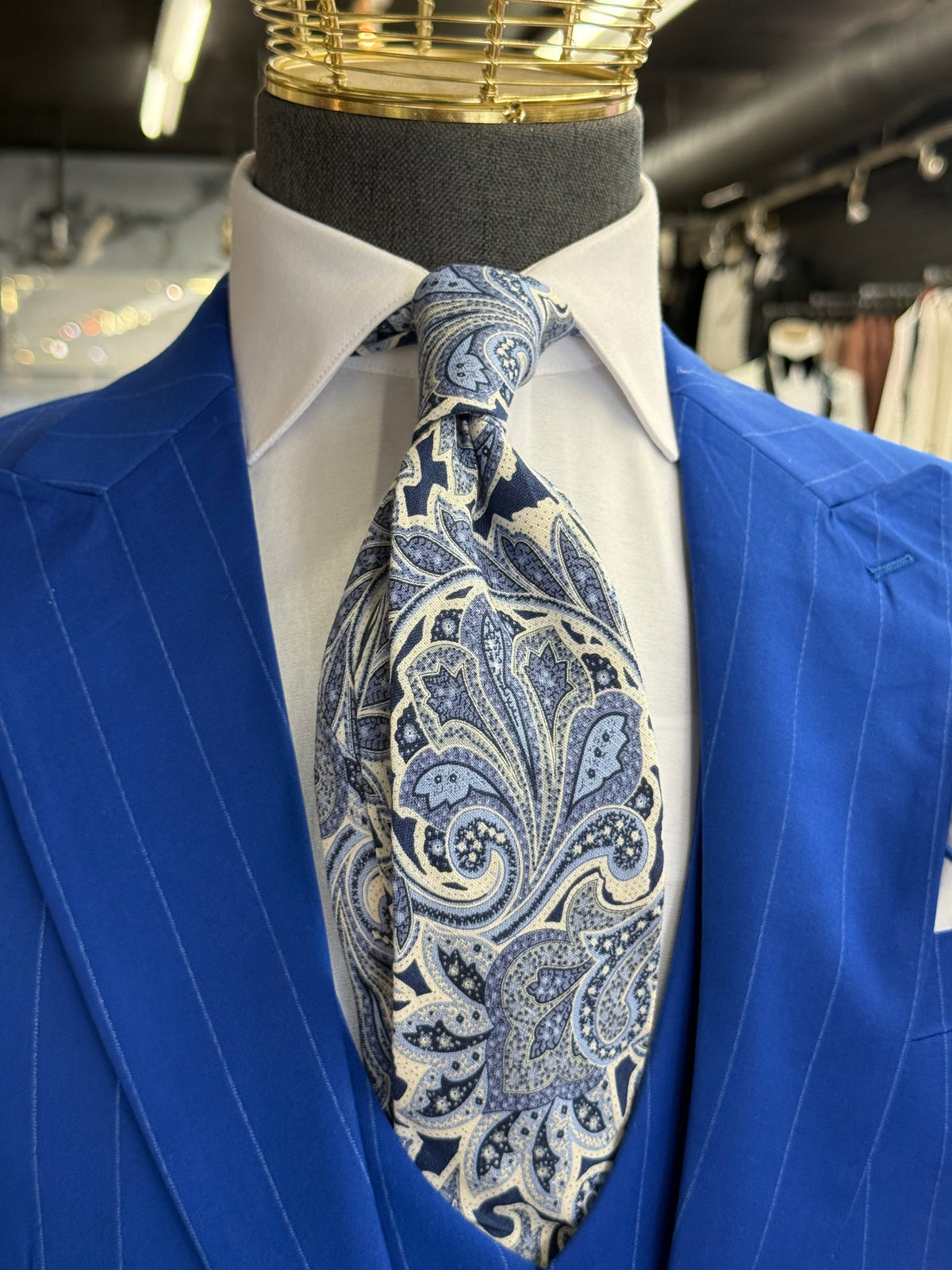 Necktie Cobalt Blue Big Paisley