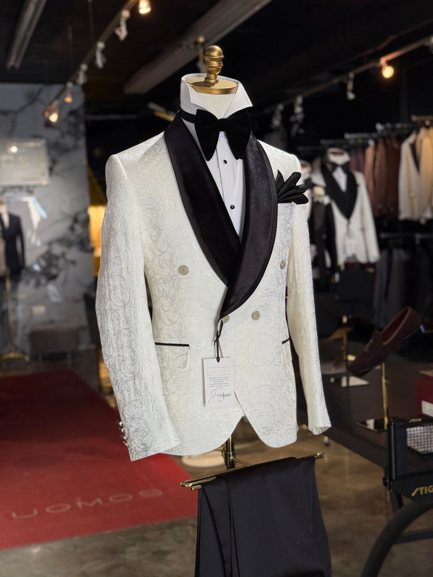 Off White Ivory Shawl Lapel Velvet Edition