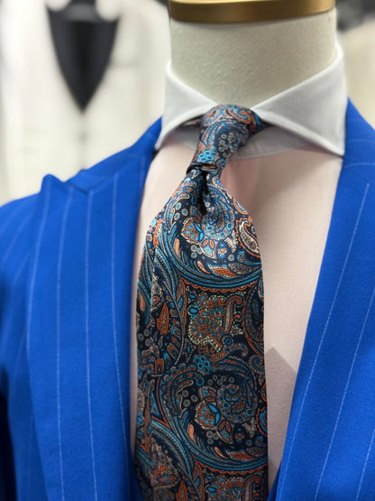 Necktie Mid Paisley Blur & Peach Orange