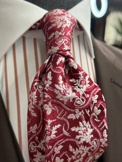Necktie Burgundy & White Floral