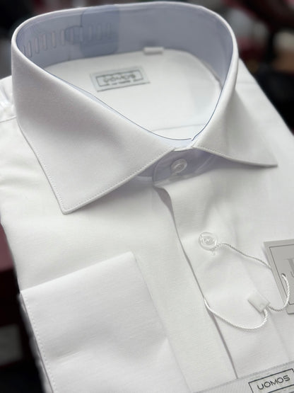 White cotton shirt with French cuffs slim