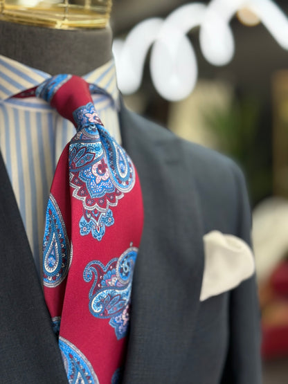 Necktie Big Paisley Crimson & Blue