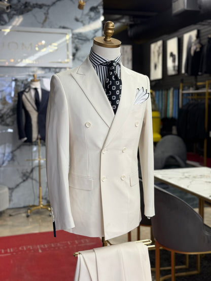 Off White Double-Breasted Suit