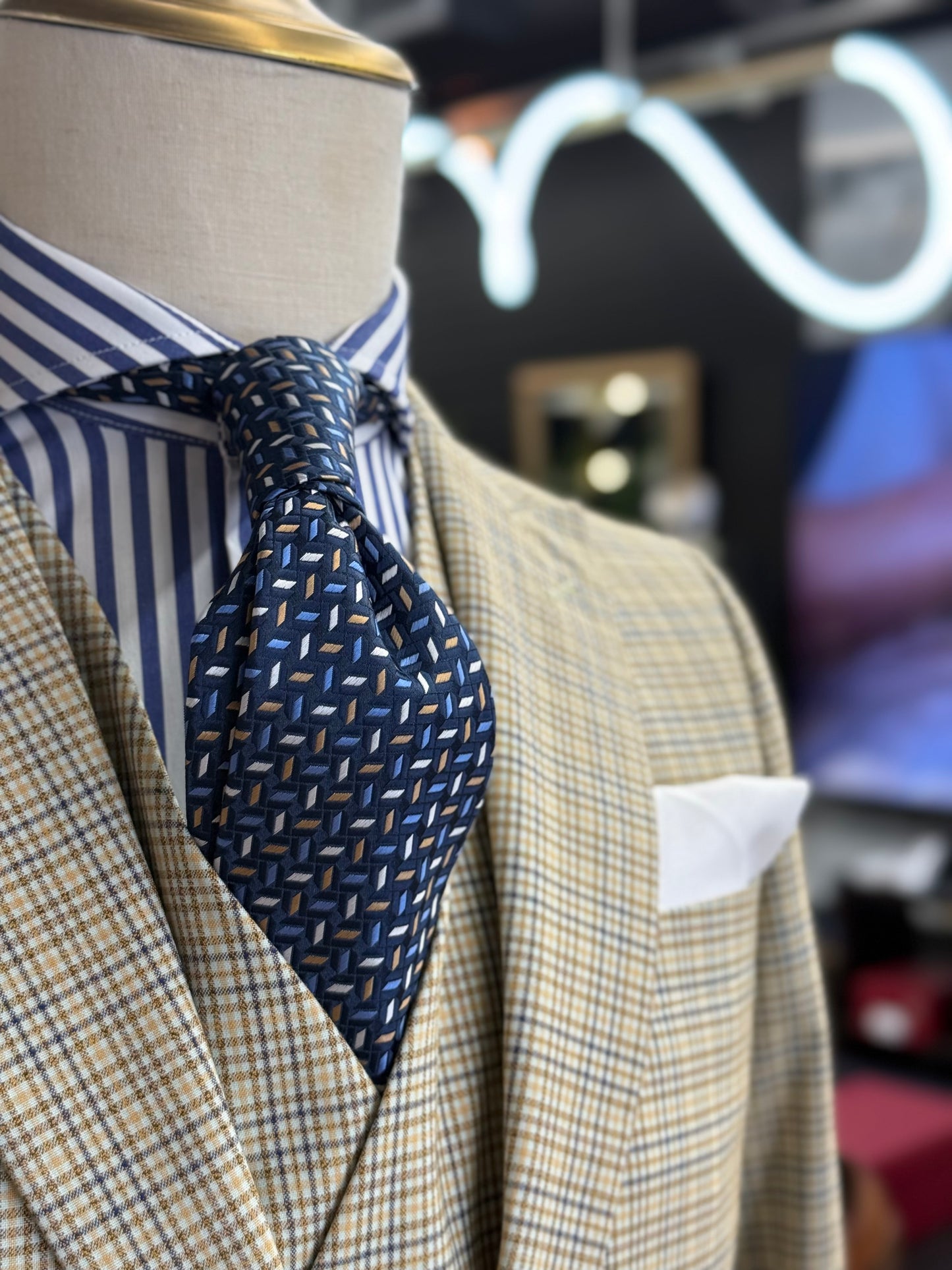Necktie Navy Geometric