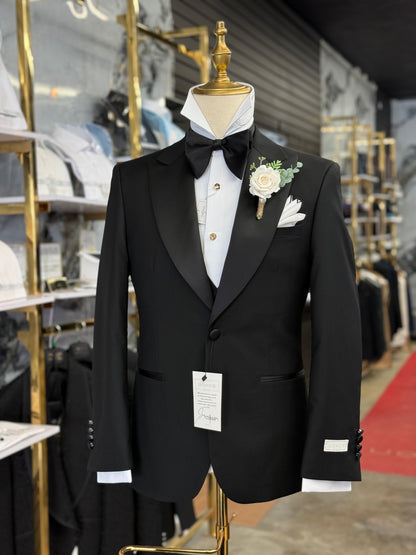 Wide Peak Lapel Black Tuxedo Uomos