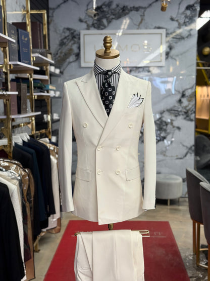 Off White Double-Breasted Suit