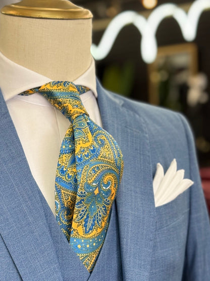 Necktie Big Paisley Yellow & Blue