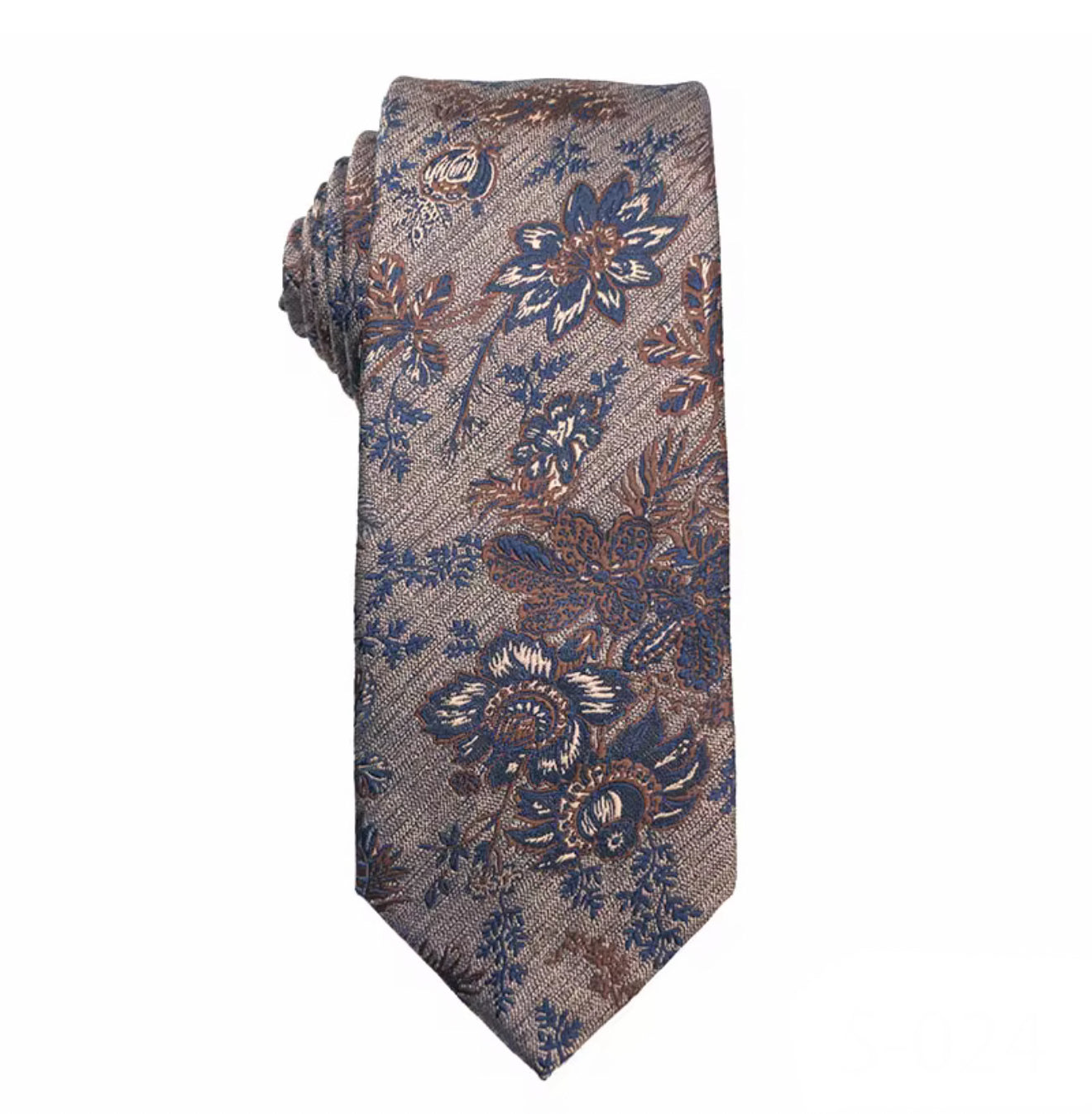 Necktie Bronze Floral and navy