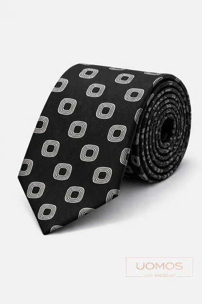 Necktie Square Medallion Black and White
