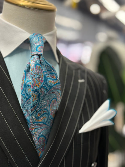 Necktie Mid Paisley Turquoise