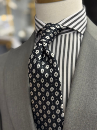Necktie Black-Grey with White medallions