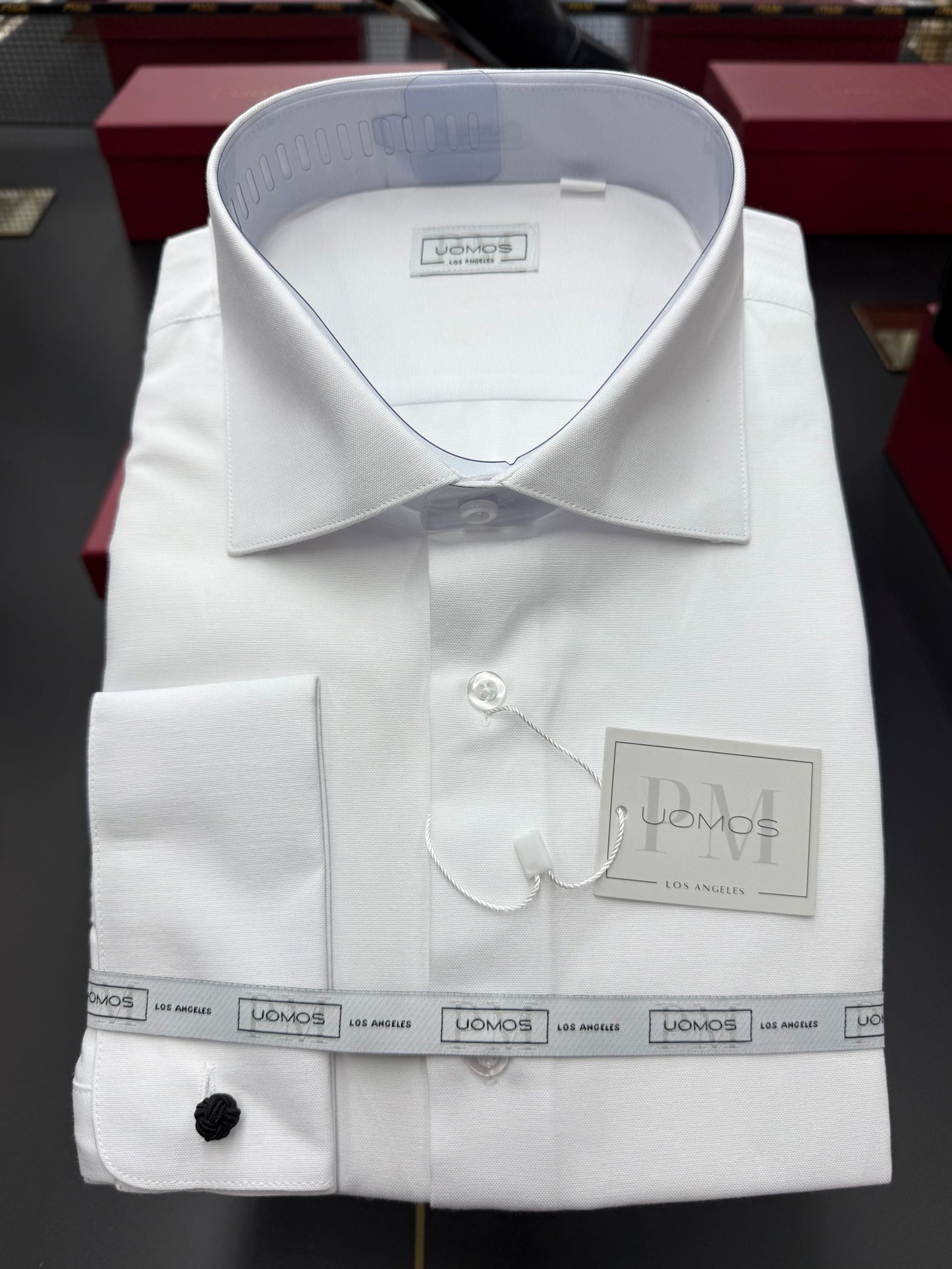 White cotton shirt with French cuffs slim