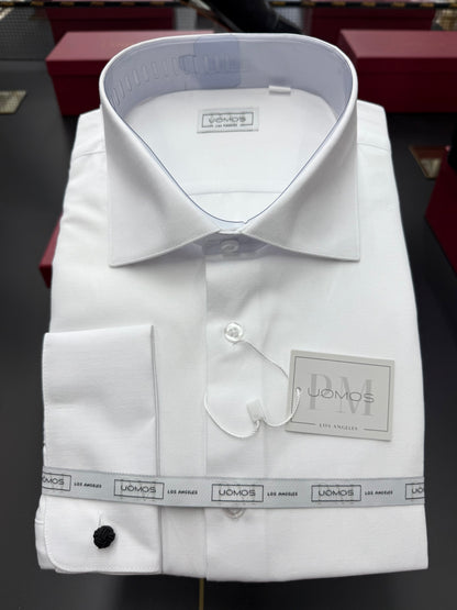 White cotton shirt with French cuffs slim