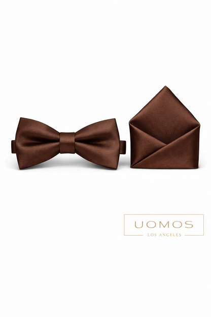 Chocolate Brown Bow tie & Pocket Square set.