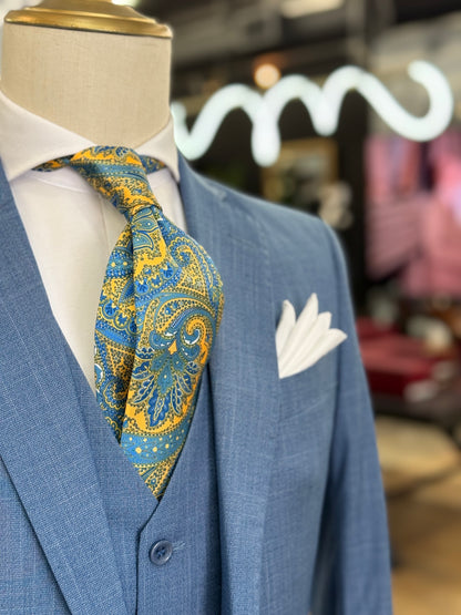 Necktie Big Paisley Yellow & Blue