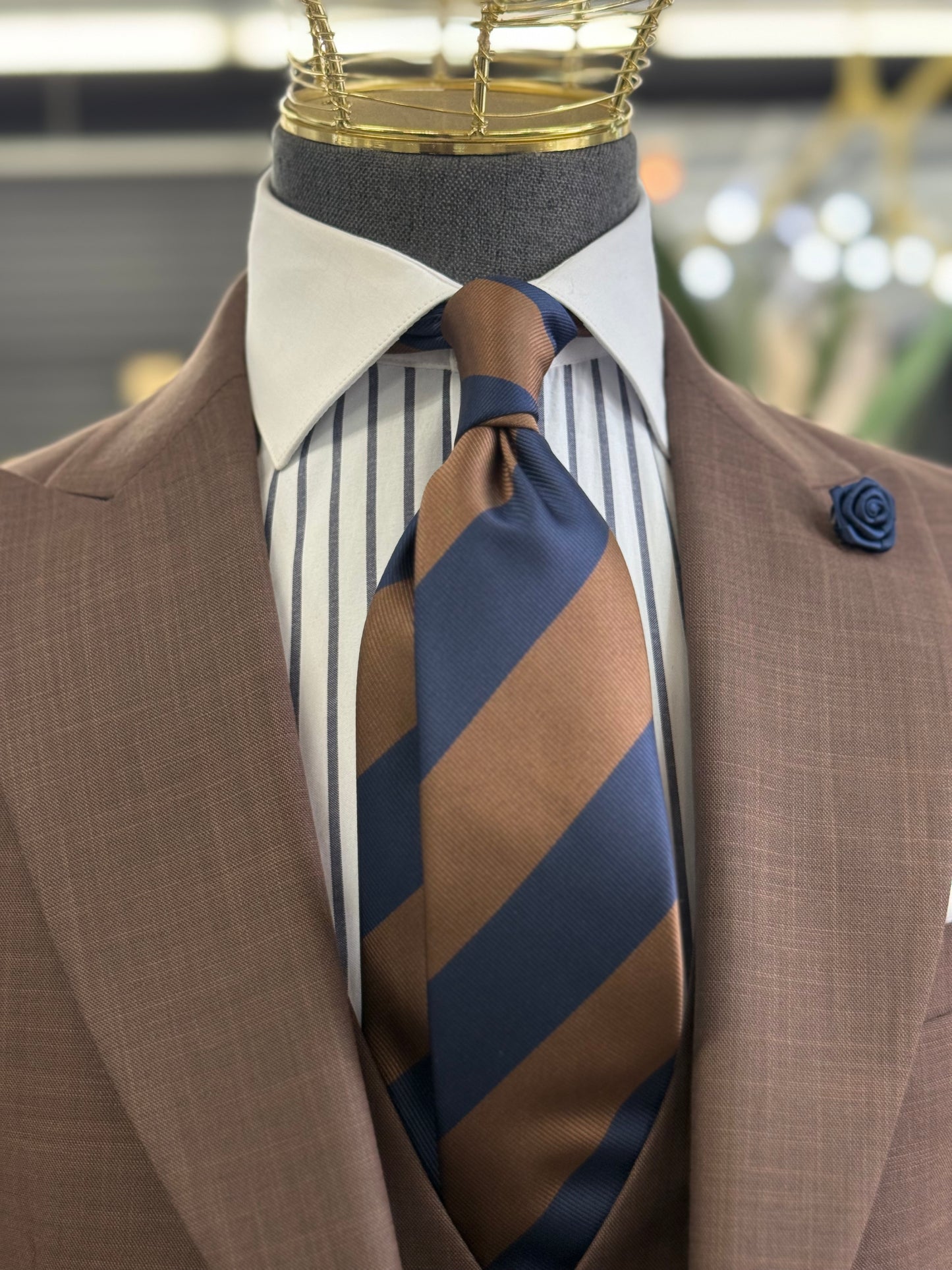 Necktie Regimental Brown & Navy