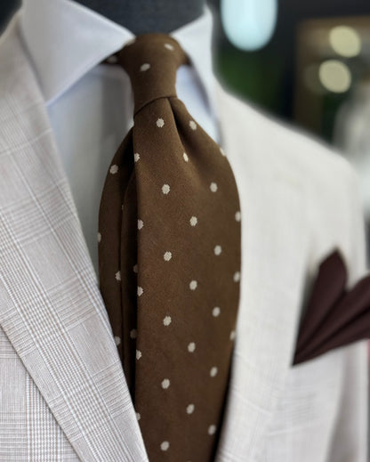 Necktie Polka Dot Brown & Beige