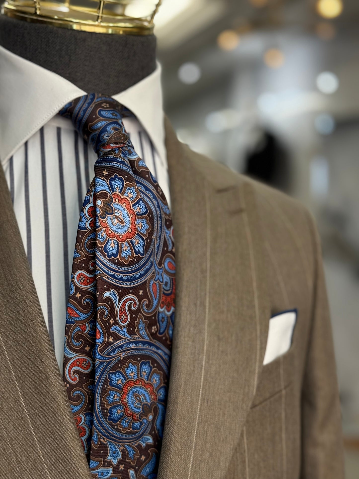Necktie Big Paisley Chocolate, Blue & Rust