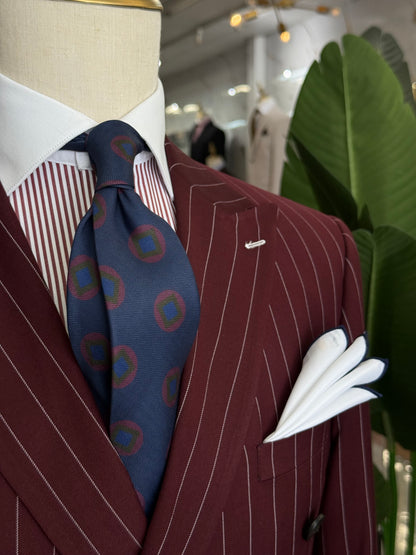 Necktie Big Medallion Navy & Burgundy