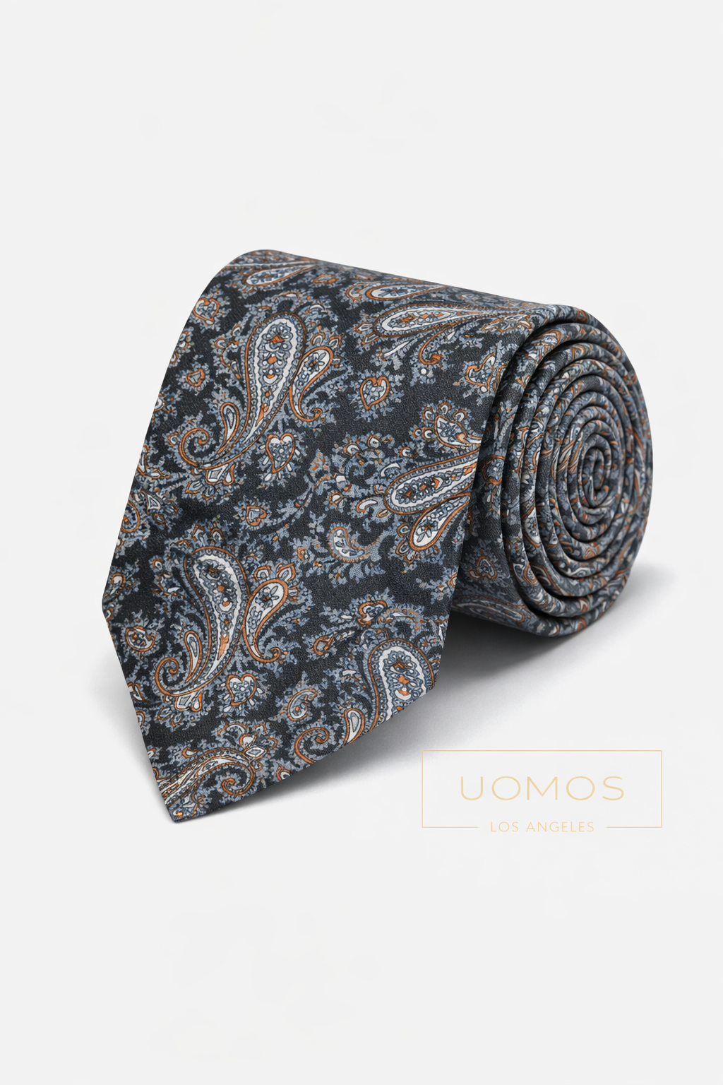 Necktie Mid Paisley Charcoal & Rust