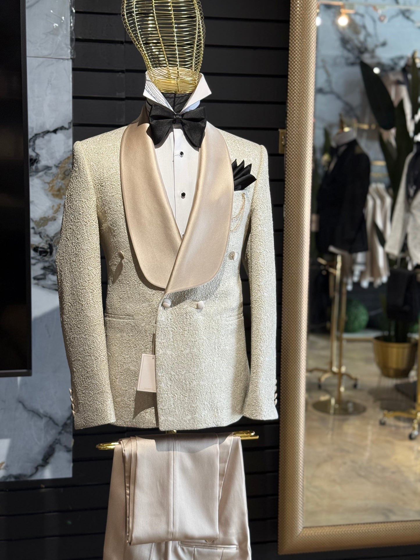 Gold / Champagne Shawl Double Breasted Tuxedo