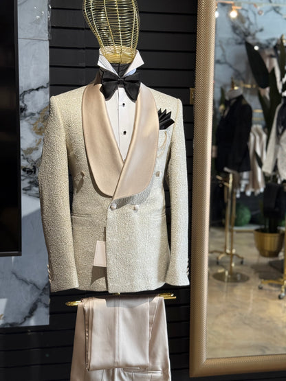 Gold / Champagne Shawl Double Breasted Tuxedo