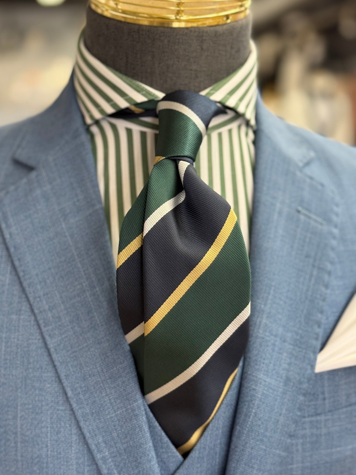 Necktie Regimental Classic Club Green and Navy