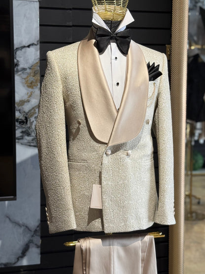 Gold / Champagne Shawl Double Breasted Tuxedo