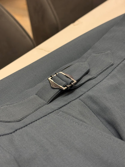 Slate Blue Double-Breasted Suit Stretch