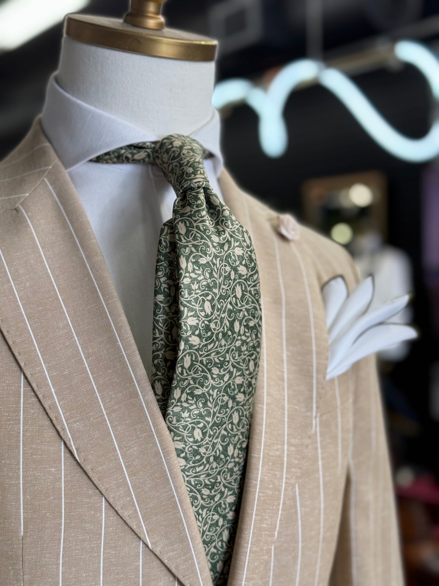 Necktie Floral Green & Vanilla