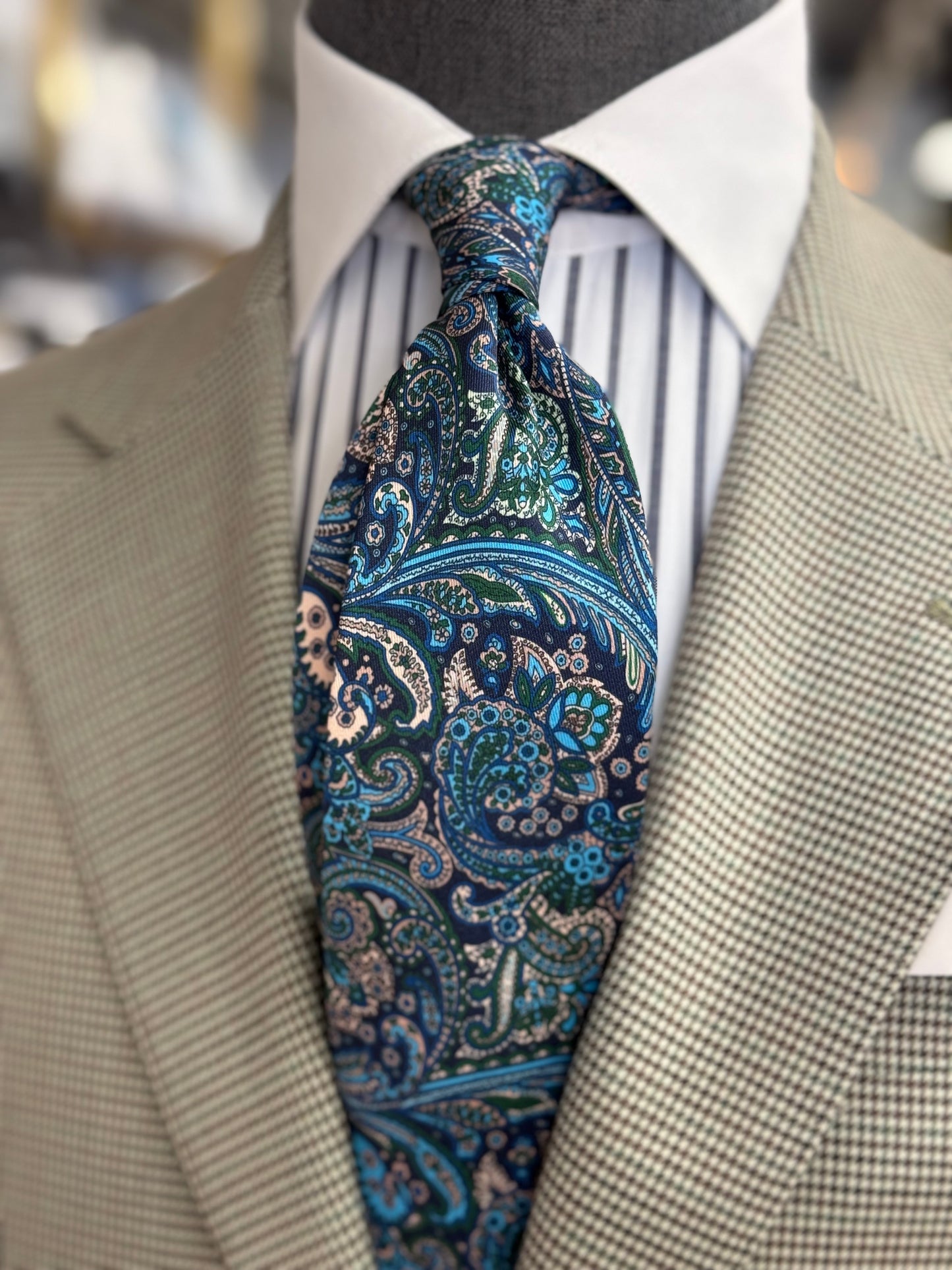 Necktie Paisley Blue and Green