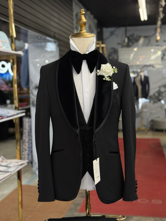 Black Shawl Lapel Velvet Edition
