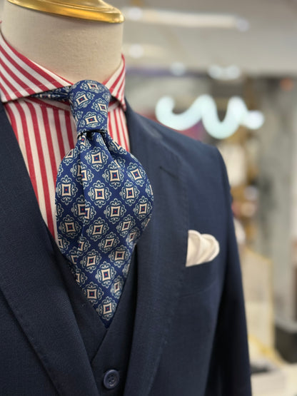 Necktie Medallion Royal Blue and Red dots