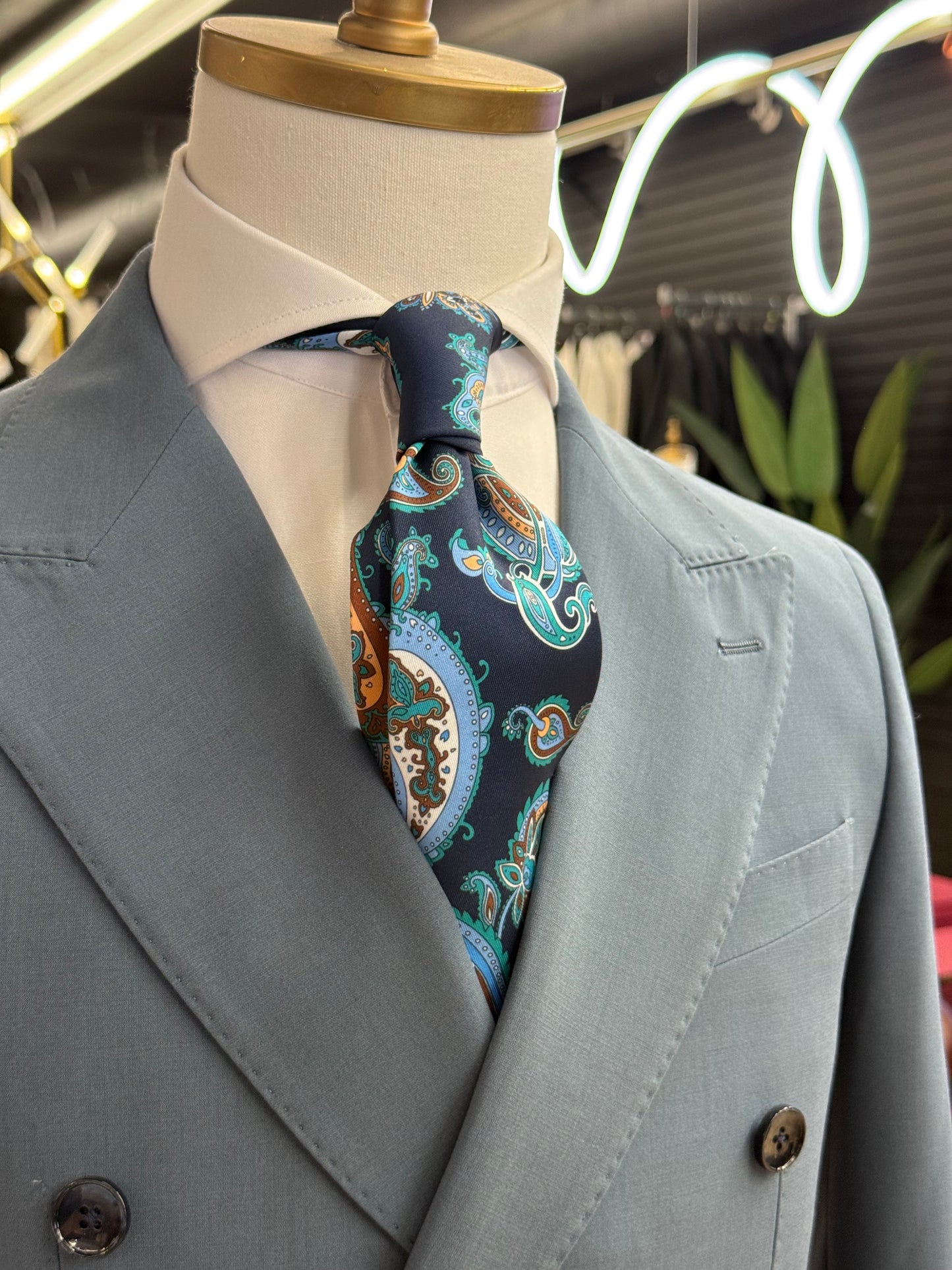 Necktie Big Paisley Navy & Teal