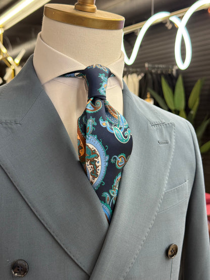 Necktie Big Paisley Navy & Teal