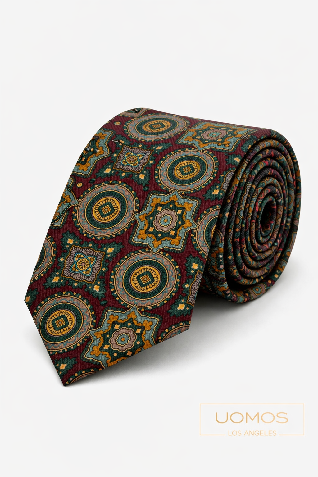 Necktie Burgundy Mosaic Medallion