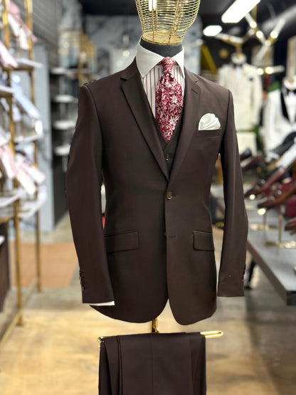 Essential Chocolate Brown Three-Pieces Suit