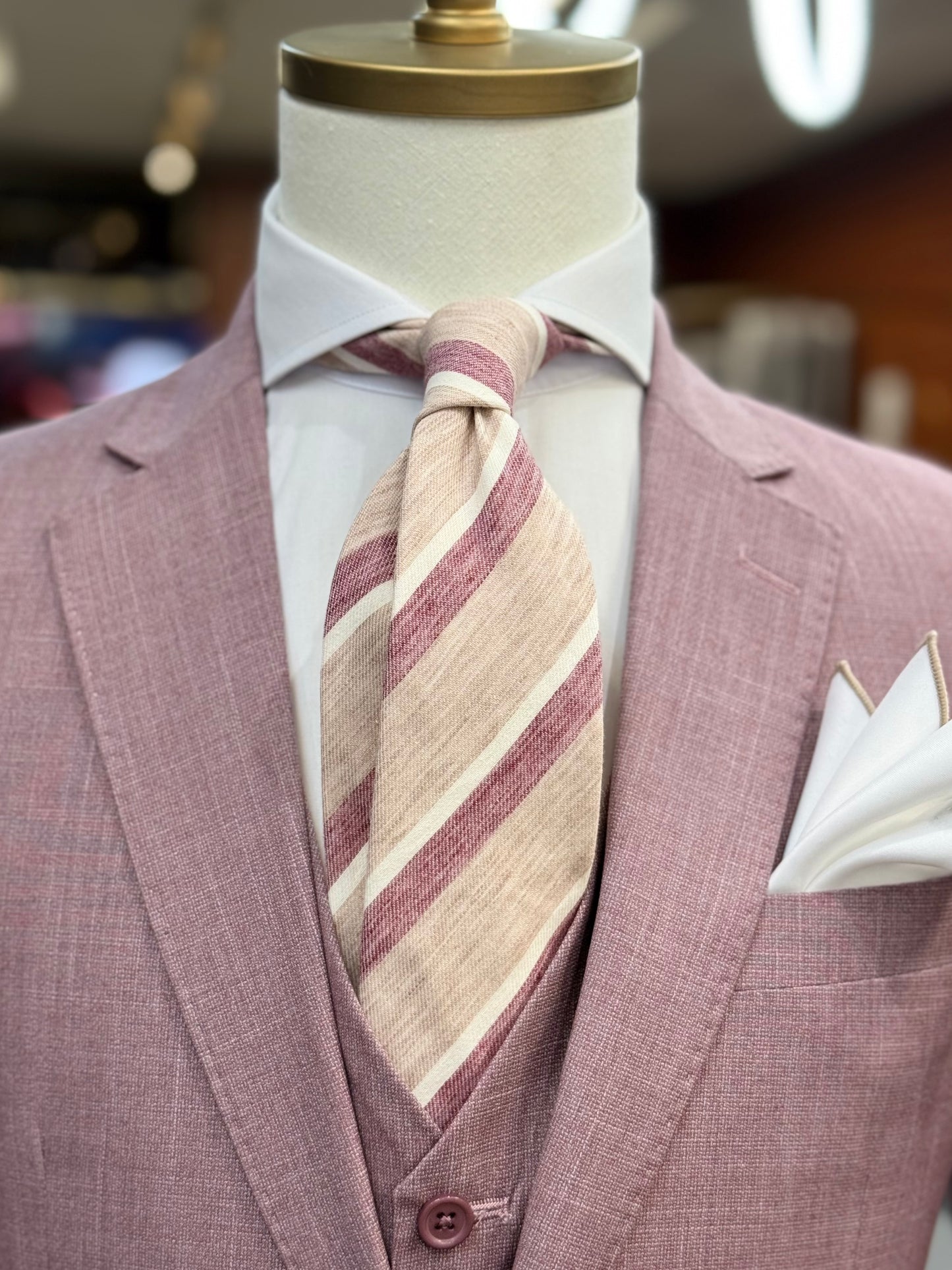 Necktie Regimental Blush Tan & Burgundy Textured tie