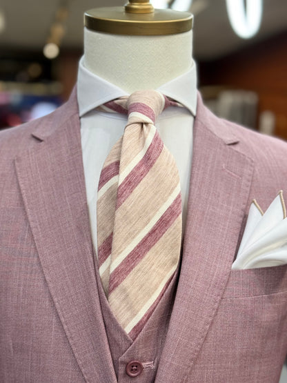 Necktie Regimental Blush Tan & Burgundy Textured tie