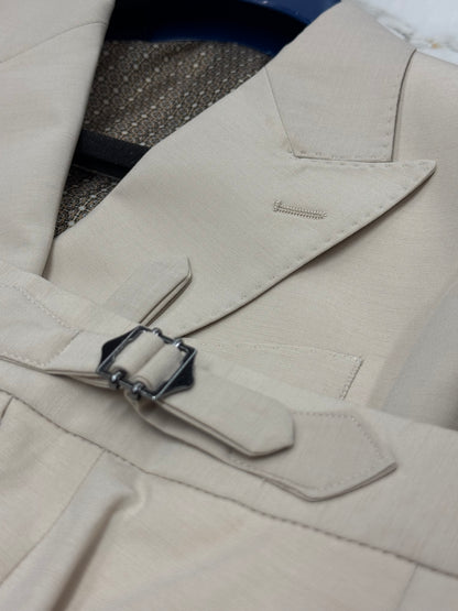 Light Tan Double-Breasted Suit Stretch