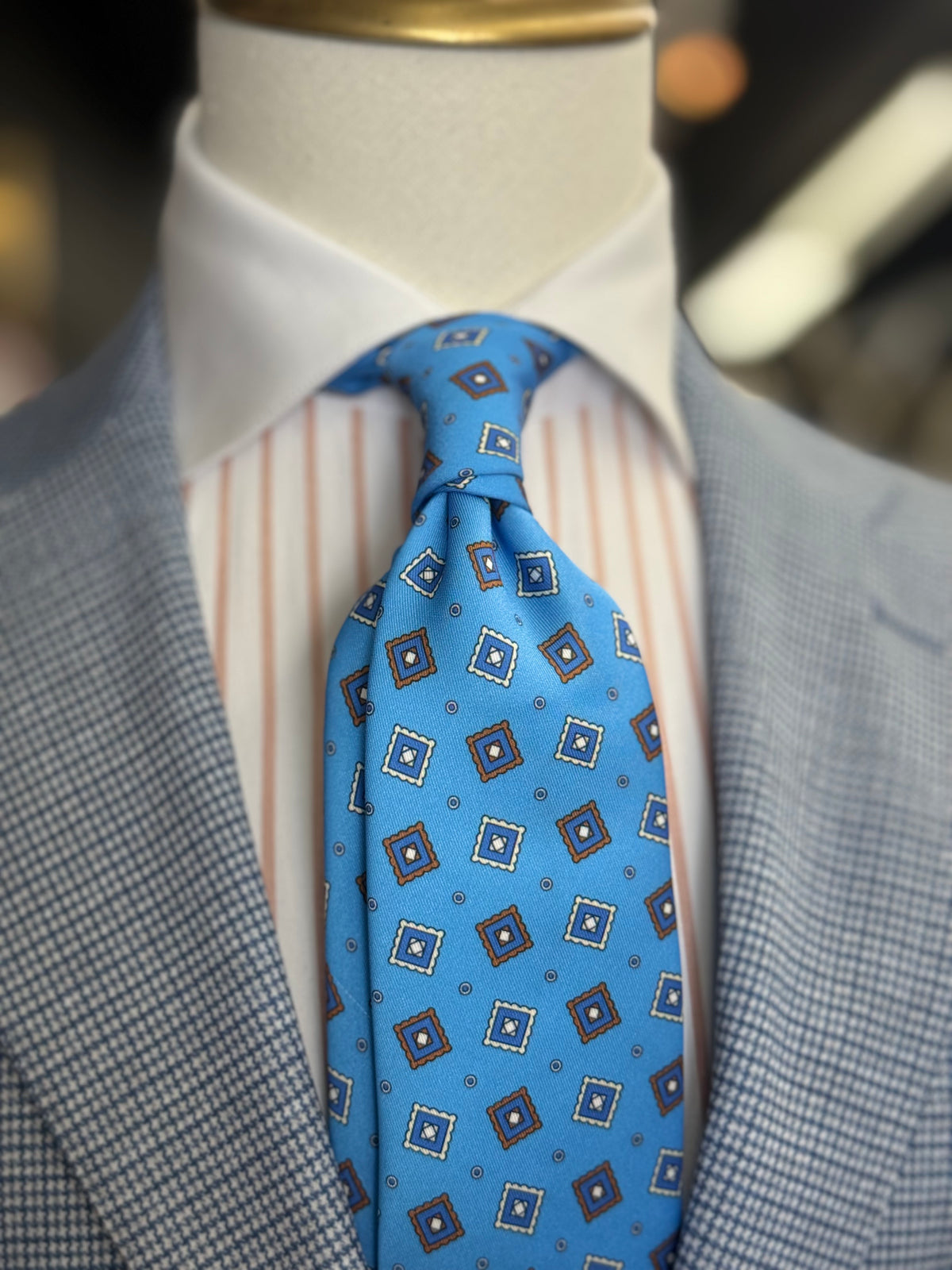 Necktie Geometric L Blue